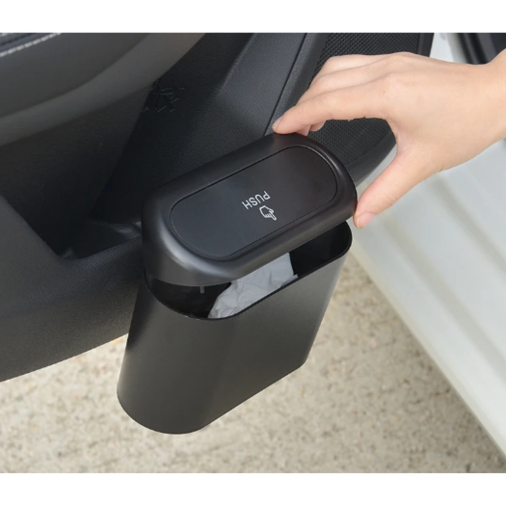 Universal Car Trash Can with Lid Hanging Vehicle Storage Bucket Trash Bin Trash Can Auto Interior Accessories