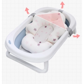 Baby Bathtub Cushion Foldable Baby Bath Seat Support Pad Newborn Bathtub Chair Infant Anti-Slip Soft Comfort Body Cushion Mat