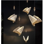 Indoor Gold LED Chandelier Lamp Pendant Light for Dinning Room Kitchen Nordic Butterfly Hanging Lighting for Bedroom Living Room