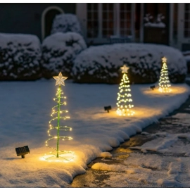 Solar Christmas Tree Light Outdoor Garden Stand Garden LED Ground Lamp String Saterproof  Star Lantern Decorative Light